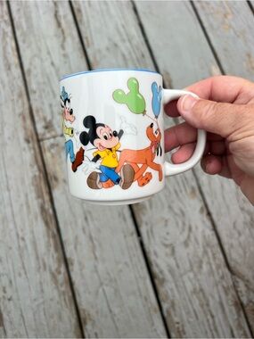 Disney White Ceramic Mug with Mickey, Pluto & Colorful Balloons